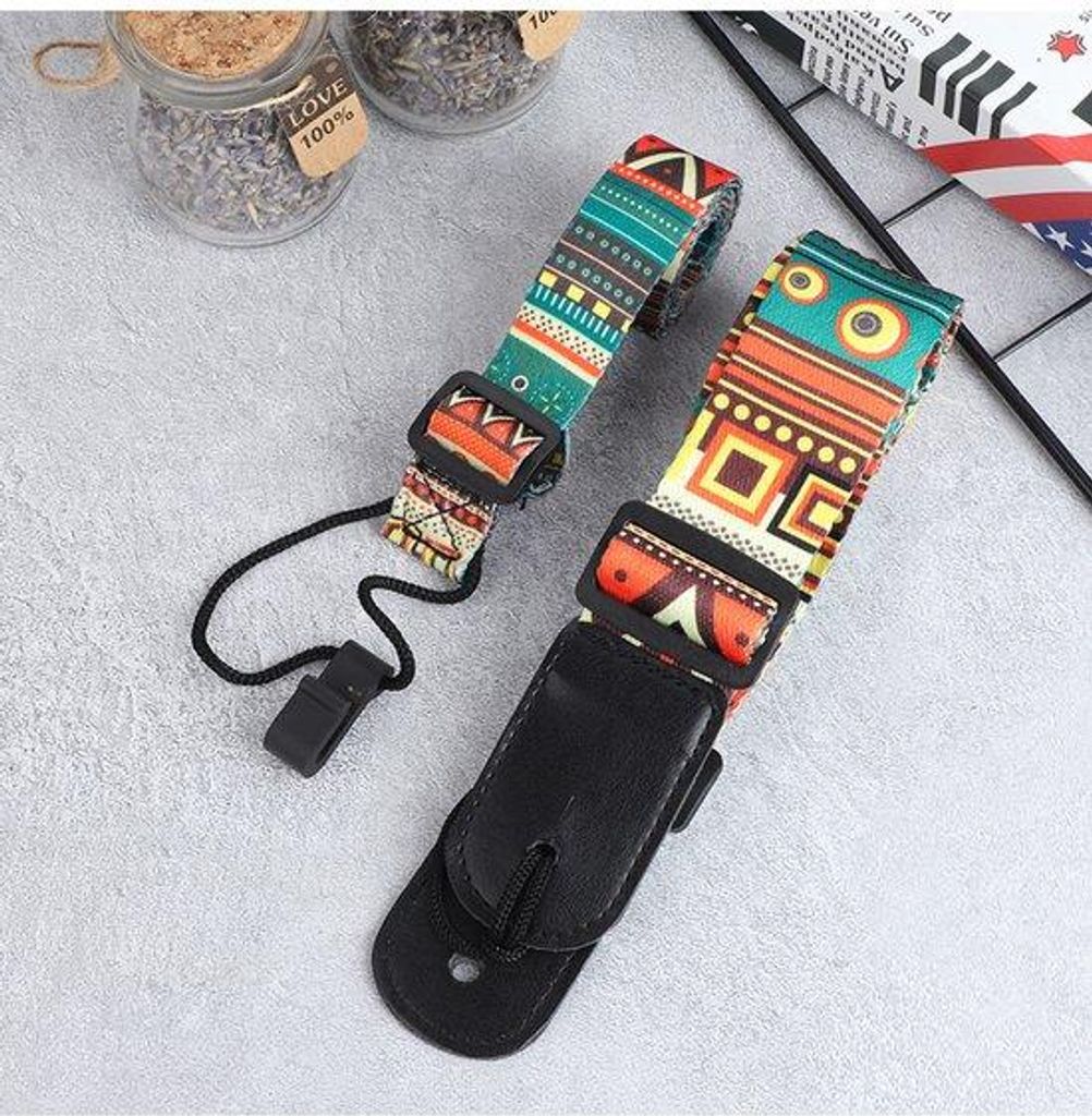 Ukulele-Schulterband, verstelbar, bedruckt, 100cm, PolyurethanLeer, nationale Stil, Sopran, Konzert, Tenor, Bariton