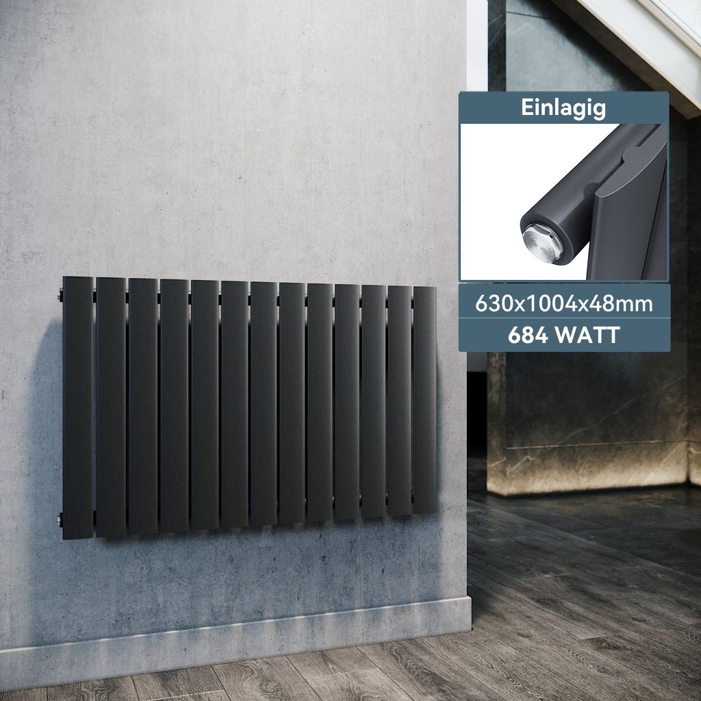 SONNI 630×1004mm antracit Jednovrstvový panelový radiátor Obrázok produktu 