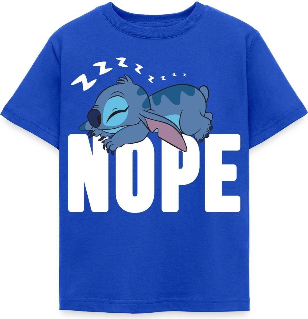 Lilo & Stitch | Schlafender Stitch Nope Kinder T-Shirt, 110/116 (5-6 Jahre), Royalblau