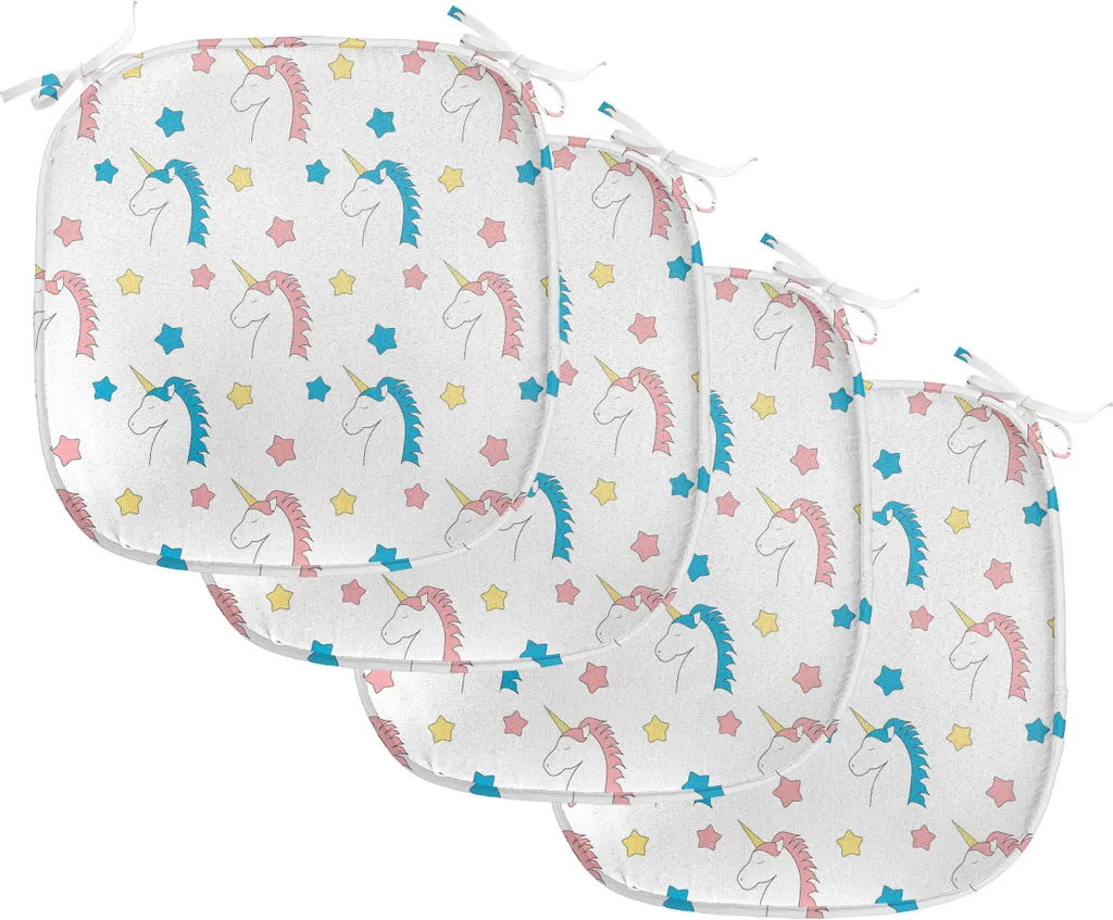Set 4 Cuscini 40x40 ABAKUHAUS Poliestere Impermeabile Unicorni
