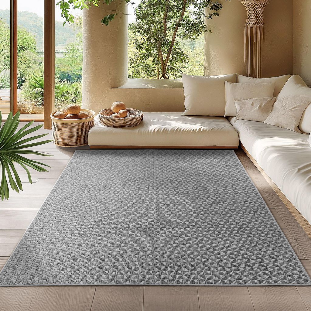 Homebyhome Outdoor Teppich Flachgewebe Wetterfest Robuster UV-Beständig, Sisal Optik, Ideal für Küche, Balkon, Terrasse Grösse 240x340 cm