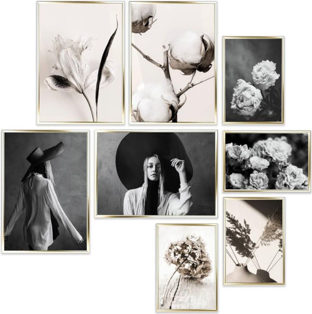 Heimlich Premium Poster Set OHNE Bilderrahmen | 4 x DIN A3 & 4 x DIN A4 | Stilvolle Poster Collagen mit modernen Bildern | Vintage Chic