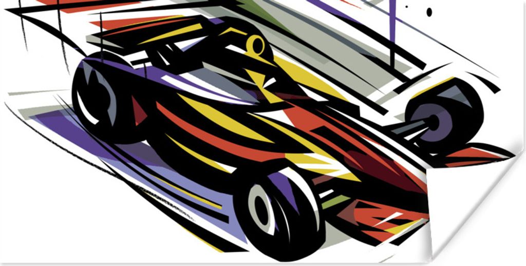 MuchoWow Poster Eine Illustration eines Formel-1-Autos in verschiedenen Farben 120x60 cm - Bild