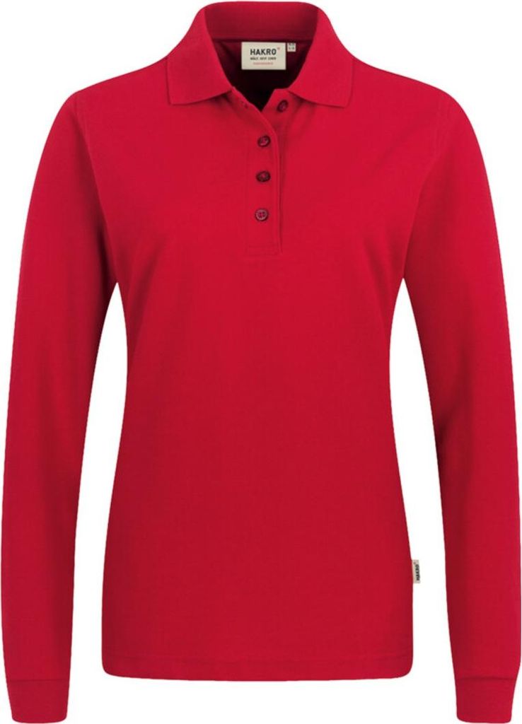 HAKRO Damen Longsleeve-Poloshirt Mikralinar 215, rot, M