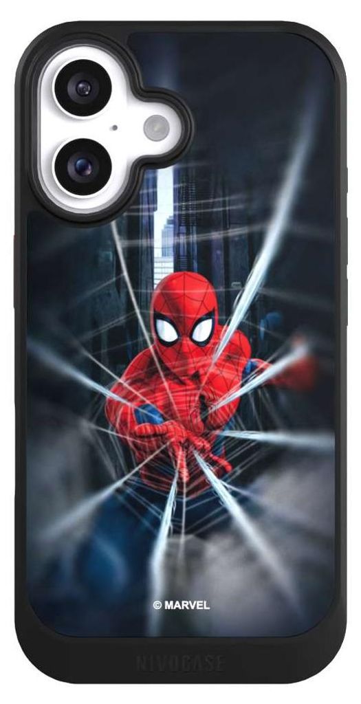 NIVOCASE Hülle für Apple iPhone 16 Handyhülle NIVOcore Case Schwarz Kinofilm Marvel Spider-Man