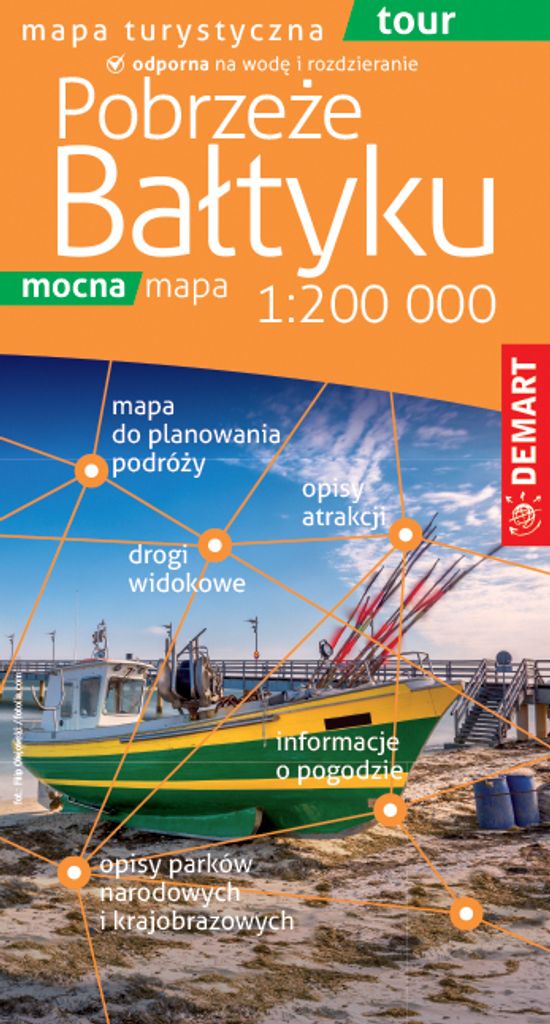 Pobrzeże Bałtyku 1:200 000 mapa plastik - Opracowanie Zbiorowe (Touristik-Karten)