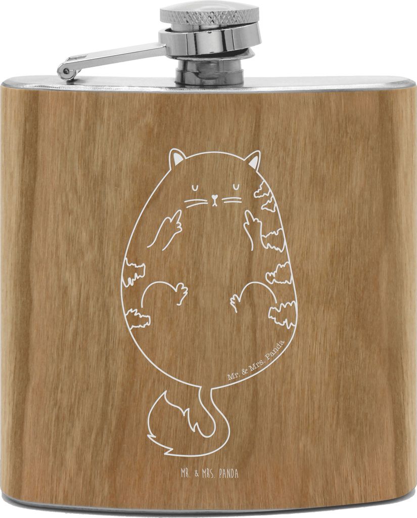 Mr. & Mrs. Panda Flachmann Katze Mittelfinger - Transparent - Geschenk, Genervt, taschenflasche, Cats, Aus Edelstahl, Lustig, Katzen, feldflasche, ...