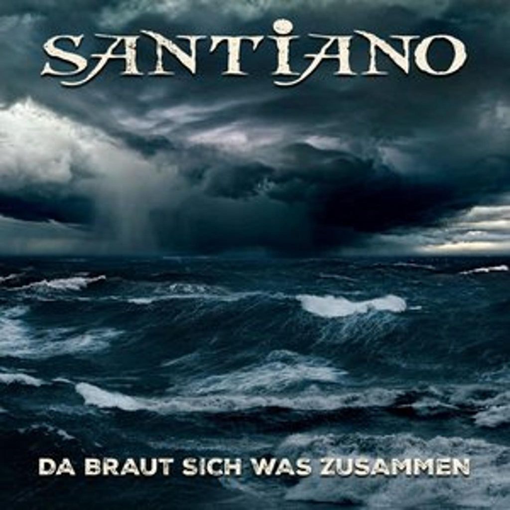 A stormy sea with dark clouds and rain, with the band name and album title overlaid.