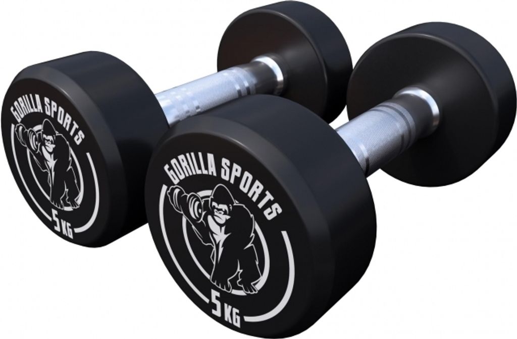Gorilla Sports Guľaté jednoručné činky, gumové, 2 x 5 kg Obrázok produktu 