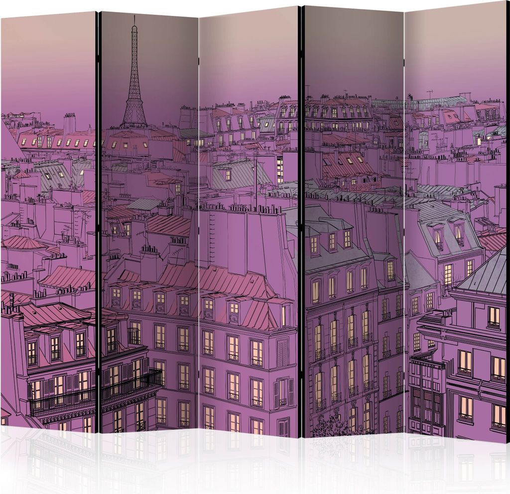 5-teiliger Einseitiger Vlies Paravent - Friday evening in Paris II 225x172 cm Städte d-C-0189-z-c