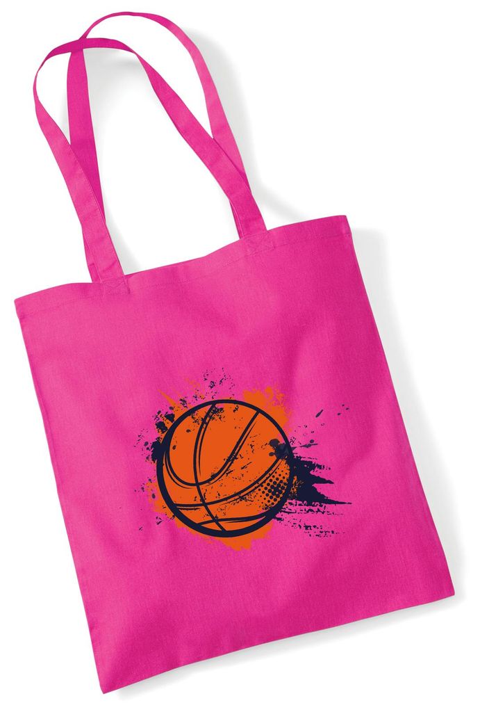 Huuraa Jutebeutel Basketball bunt 10 Liter Fuchsia Baumwolle Tasche Geschenkidee