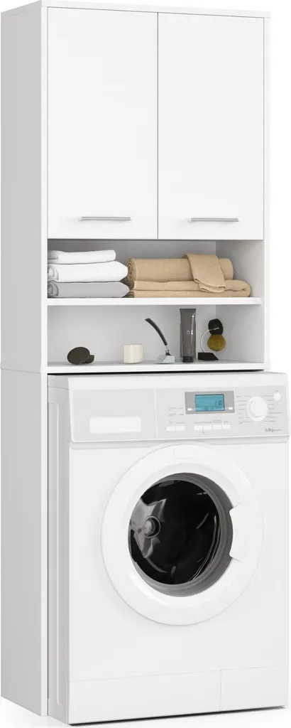 Meuble de dessus machine à laver FIN Blanc 2 portes 180 cm de hauteur