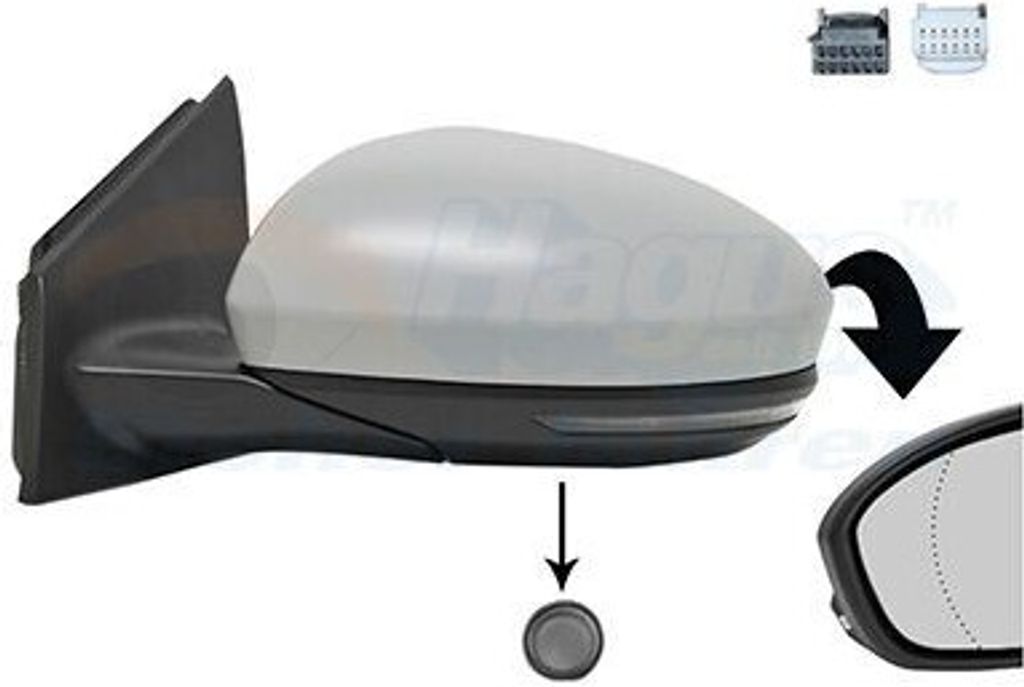 VAN WEZEL 4407817 Außenspiegel Seitenspiegel Links für RENAULT Megane IV Grandtour (K9A/M/N) Asphärisch Beheizt Grundiert