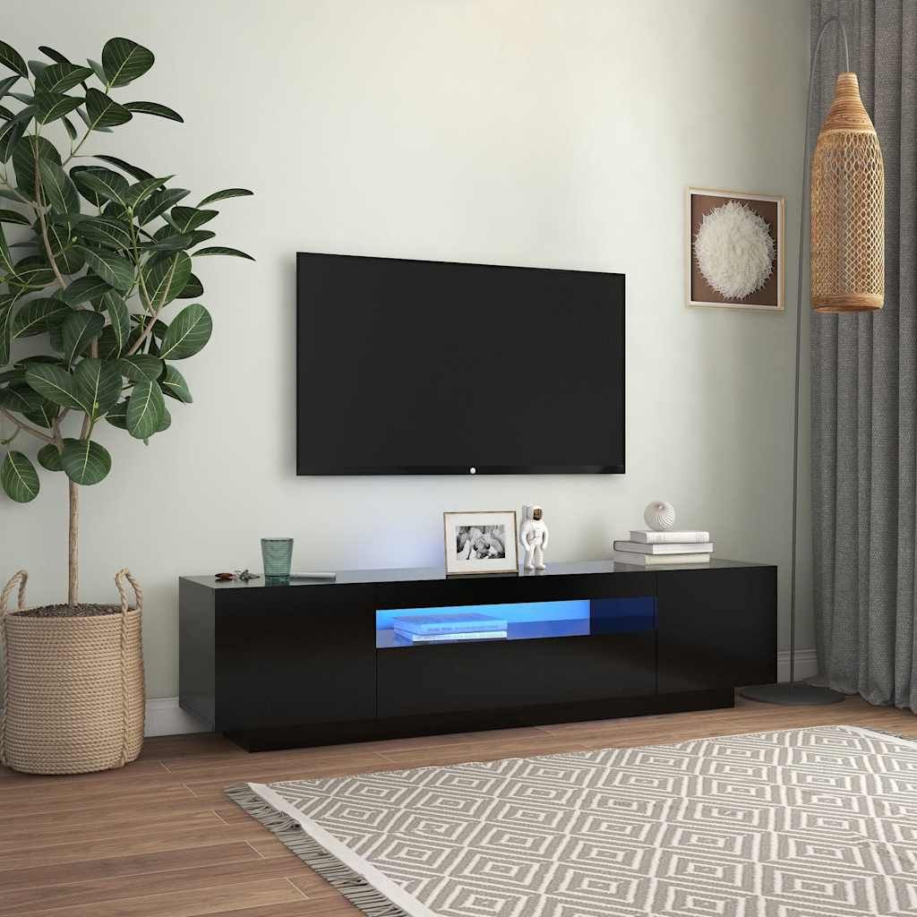 vidaXL TV-Schrank mit LED-Leuchten Schwarz 160x35x40 cm Produktbild 