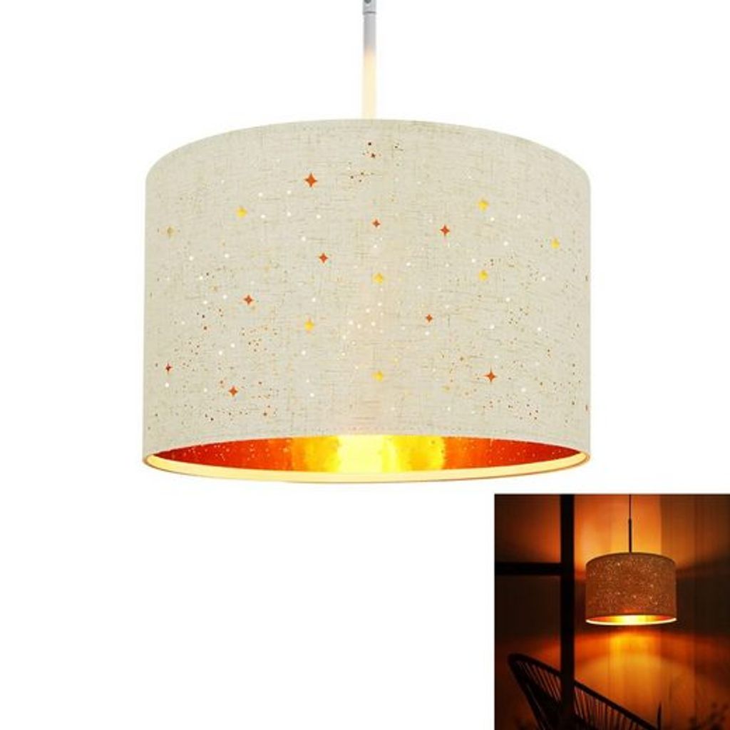ZMH Pendelleuchte Modern Sternenhimmel Stern Weiß Stoffschirm IP20 Vintage Hängelampe Design E27 Deko für Esszimmer LED Ohne Leuchtmittel Wechse...