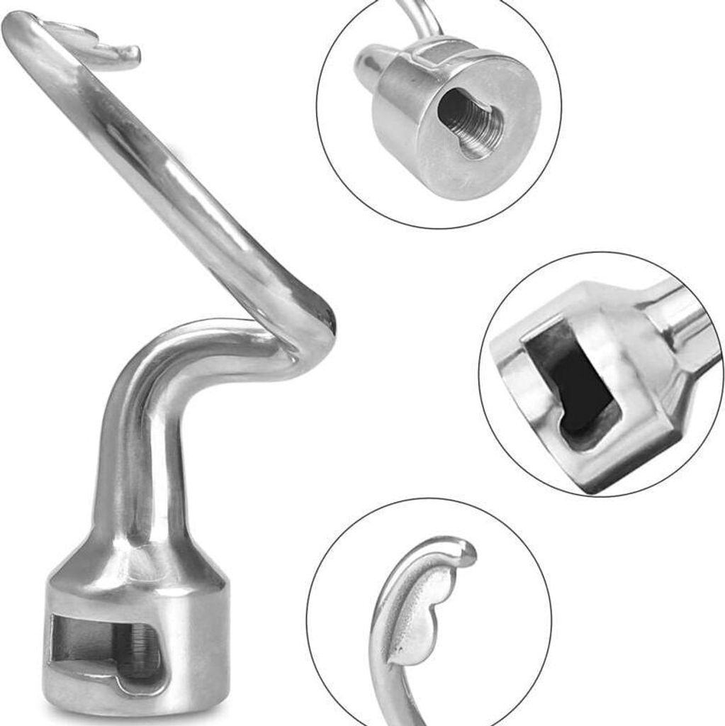 Knethaken für Küchenmaschinen – Brothaken – Knethaken K45DH – Edelstahl – Langlebig – Unbeschichtet – Leicht zu reinigen