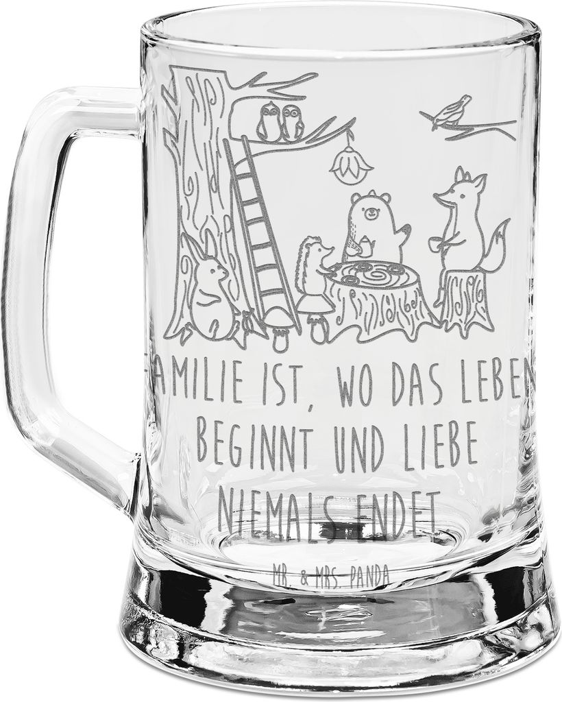 Mr. & Mrs. Panda Krug Waldtiere Picknick - Transparent - Geschenk, Seidel, Glas Bierkrug, Humpen, Gute Laune, Igel, Eichhörnchen, Glaskrug, Maus, ...
