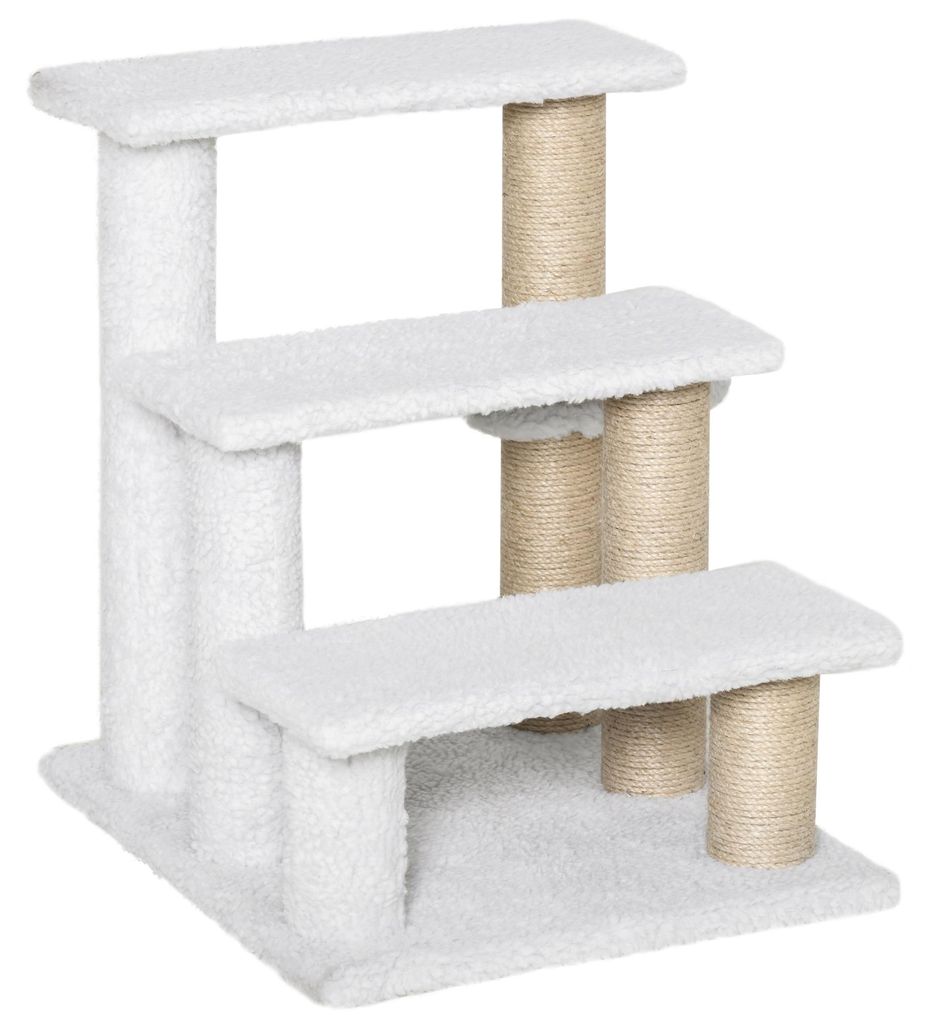PawHut trap voor huisdieren met krabpaal en bal, 3-traps Productafbeelding 