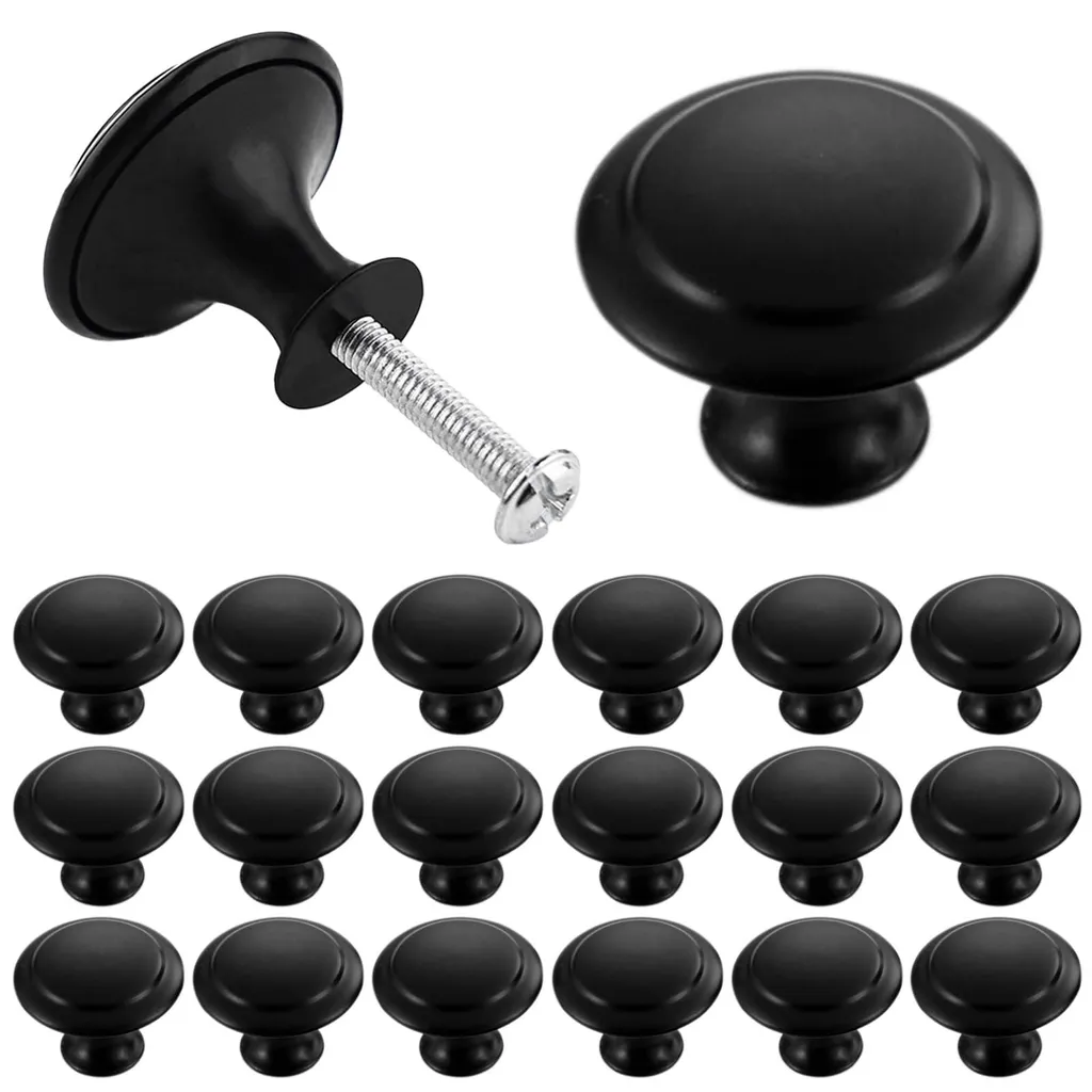 20 Poignées de tiroir noir mat en acier 30mm avec vis de fixation