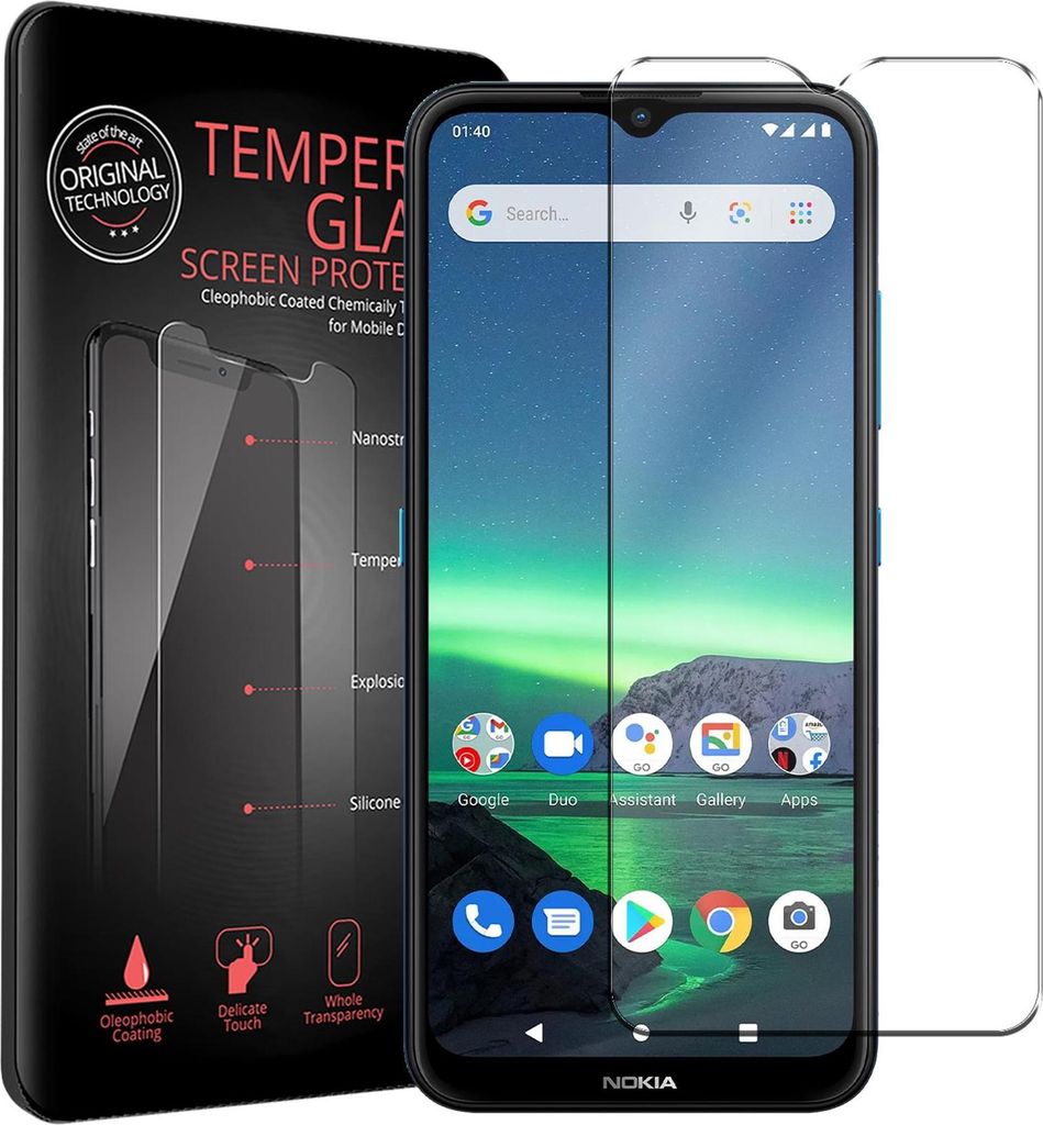2x Schutzfolie für Nokia 1.4 Handyfolie Panzer Schutz Glas Folie Displayschutz
