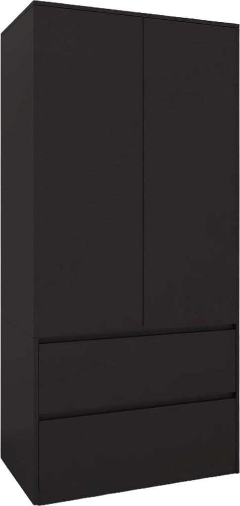BDW Armoire avec tiroirs, armoire d'entrée 2 portes, noir Image du produit 