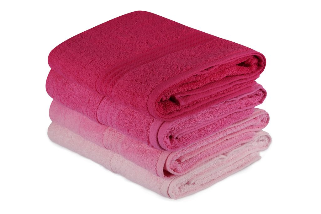 Mijolnir, Hochwertiges Badetuch-Set (4 Teile), 100% Baumwolle, 500 g/m², 70 x 140 cm | Waschbar bei 40 °C | Farben: Hellrosa, Pink, Staubrosa, Fu...