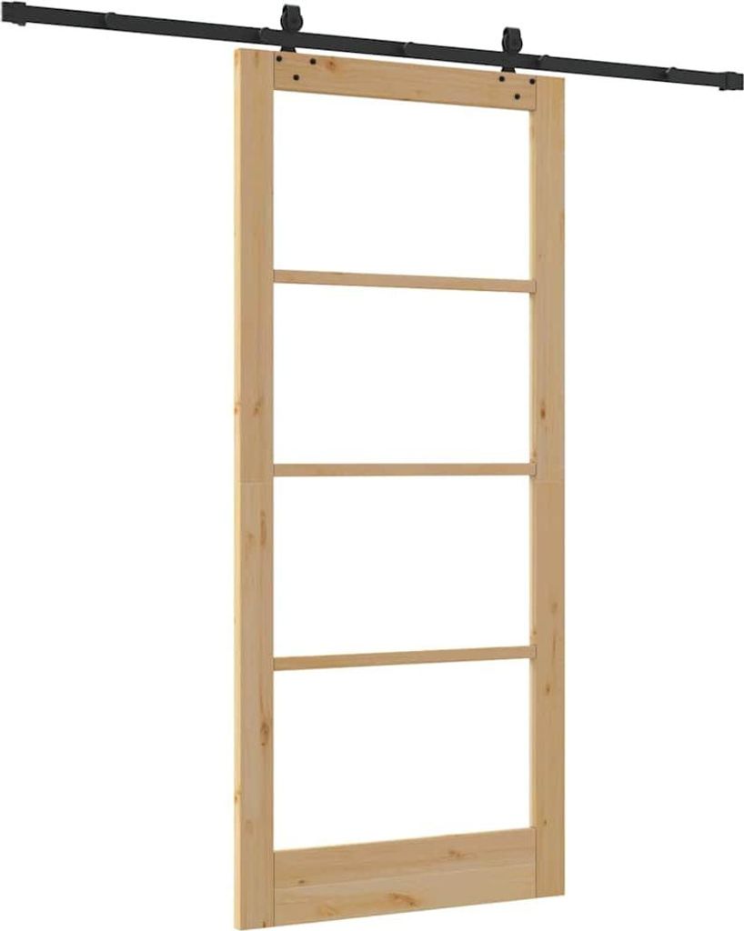 Schiebetür Natur 93 x 211 cm Massivholz Kiefer und Glas
