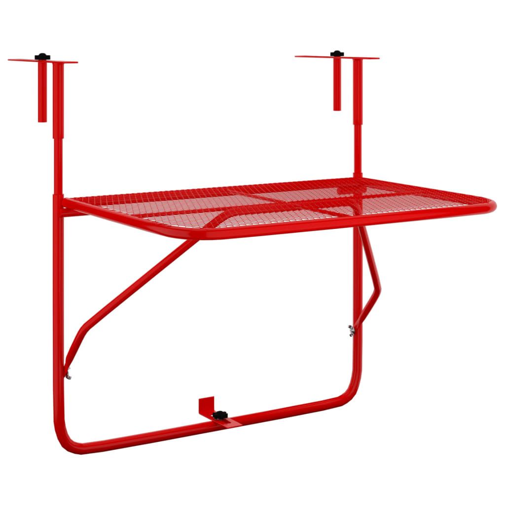 vidaXL Balkónový stôl červený 60x40 cm Oceľ Obrázok produktu 