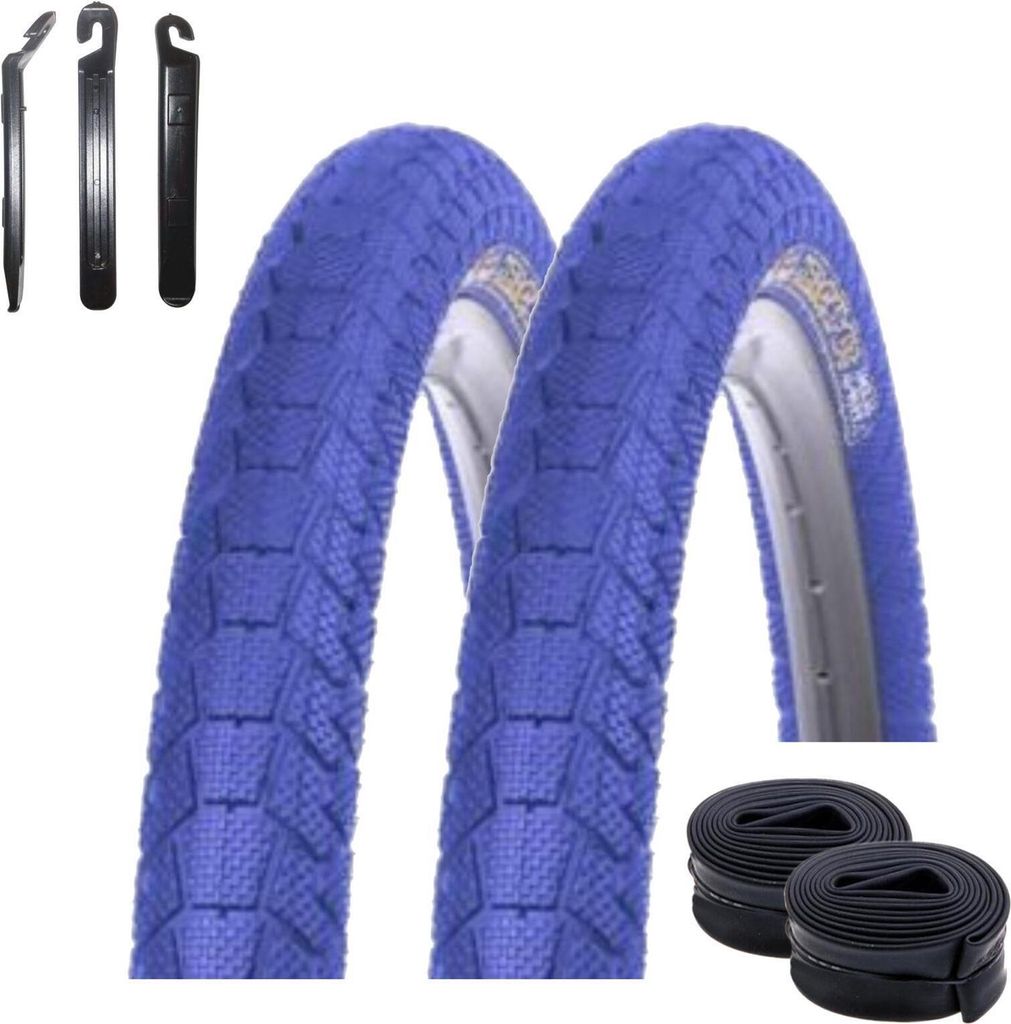 2 x Kenda K-907 Krackpot 20" BMX Fahrradreifen Fahrradmantel in Blau 50-406 (20 x 1.95) + 2 passende Schläuche DV inkl. 3 Reifenheber