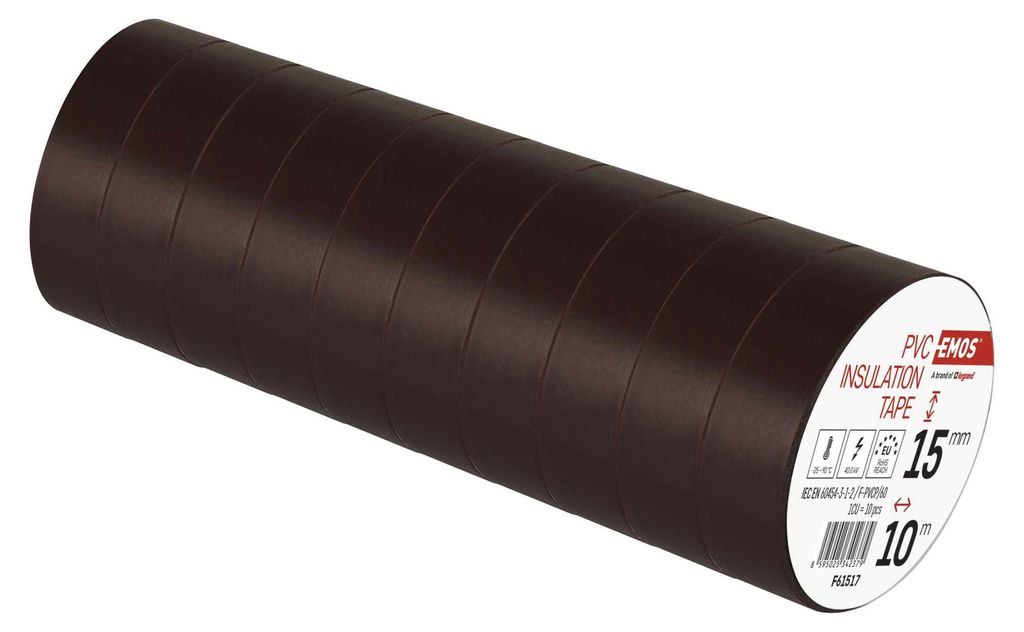 Izolační páska PVC 15mm / 10m hnědá, 10 ks
