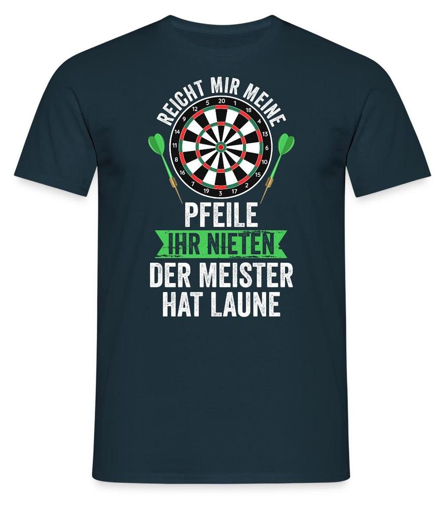 Spreadshirt Darts Meister Pfeile Dartscheibe Dartspieler Lustiges Design Männer T-Shirt, 3XL, Navy