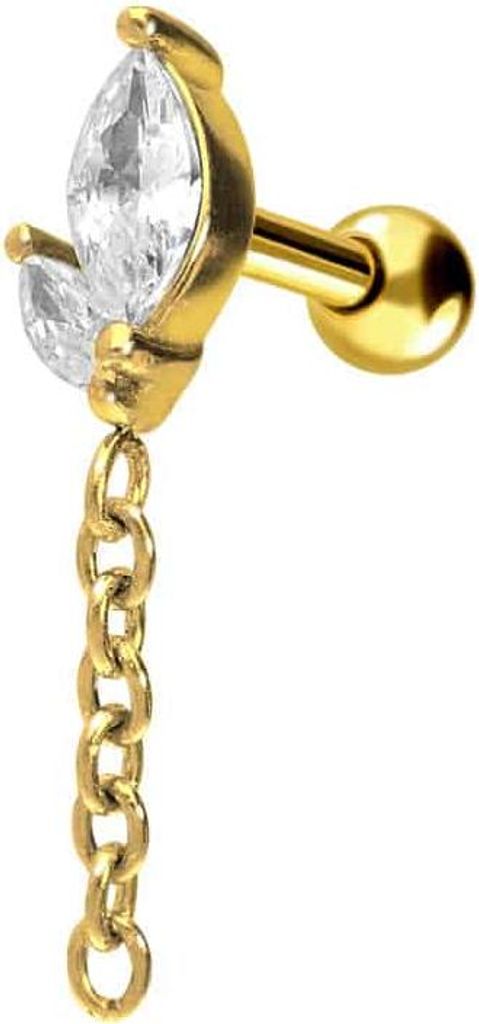 Ohrpiercing Chirurgenstahl Ohrpiercing KNOSPE + KETTE