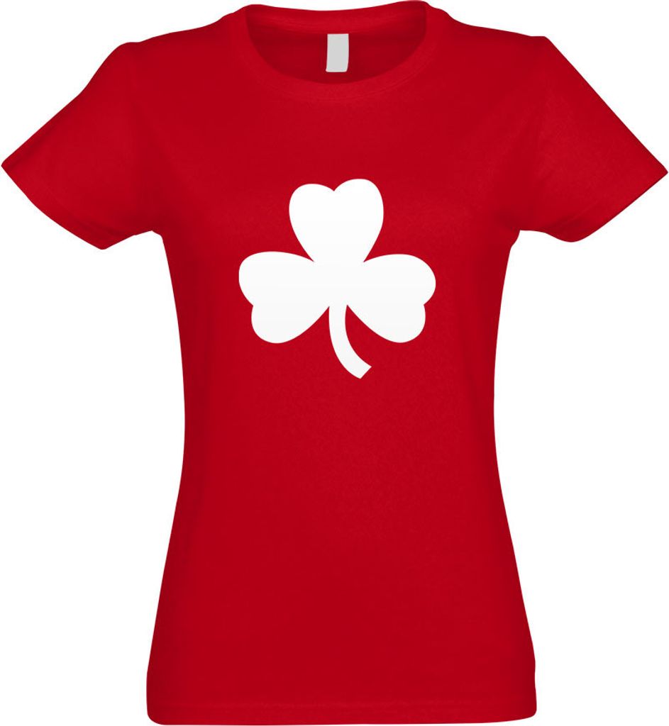Kiwistar - T-Shirt tailliert - Damen - rot - Kleeblatt - mit Motiv Bedruckt - Funshirt Design - Sport - Freizeit - Damen - L