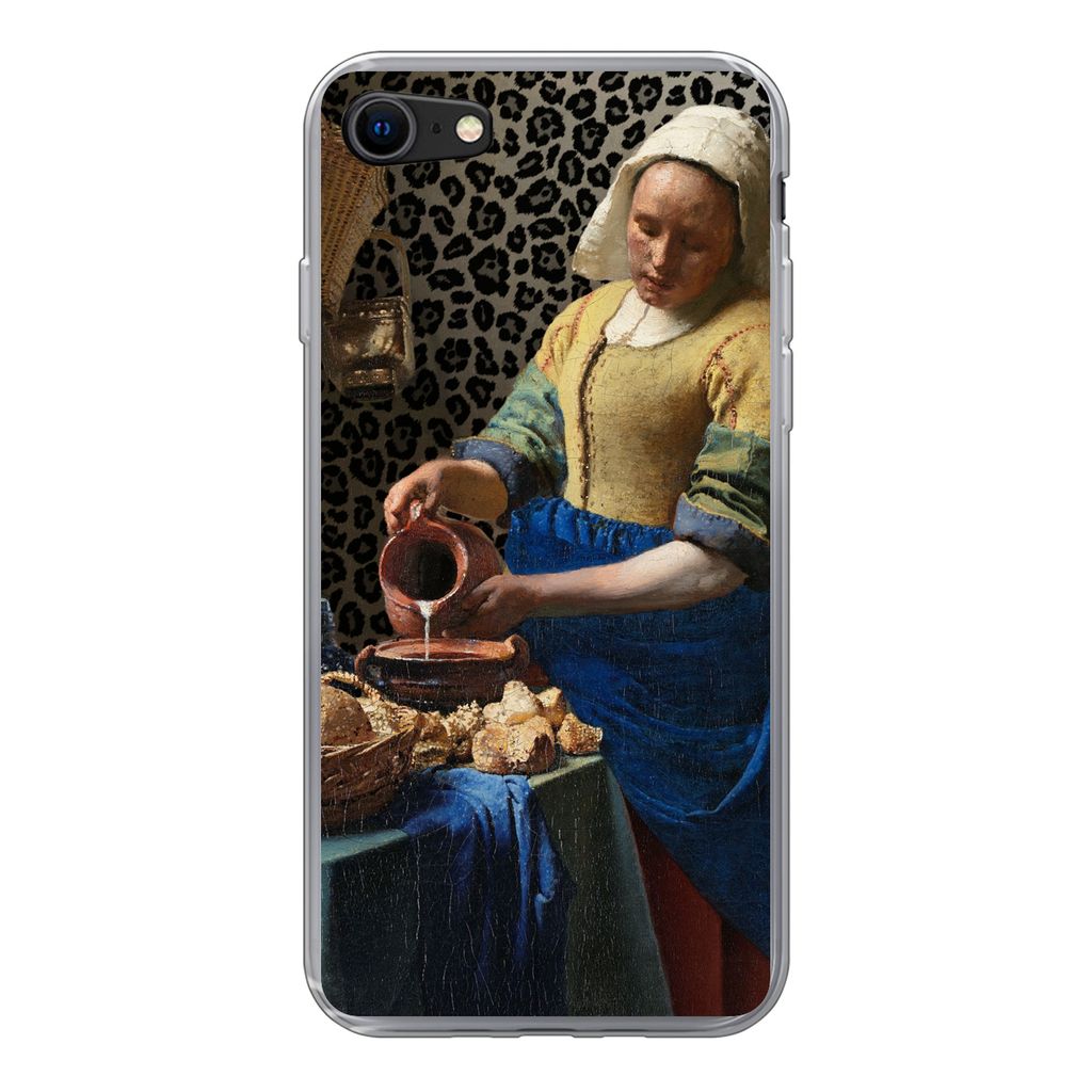 MuchoWow Handyhülle Schutzhülle Hülle für iPhone 7 Milchmädchen - Kunst - Pantherdruck - Vermeer - Gemälde - Alte Meister Silikon Softcase ...