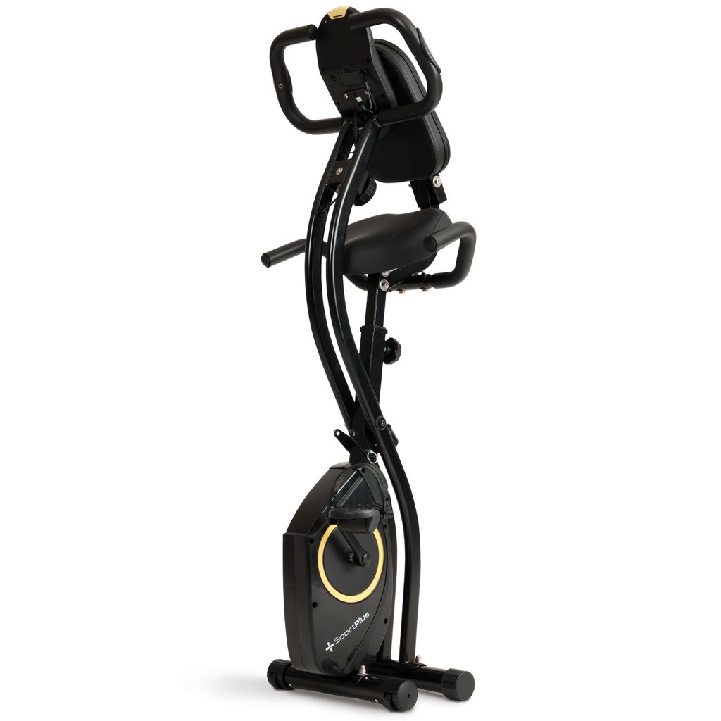 SportPlus I Heimtrainer I X-Bike, Hometrainer, Fahrrad klappbar für Zuhause, Rückenlehne, 8 Stufen, App Kompatibilität, schwarz, bis 100 kg, SP-...