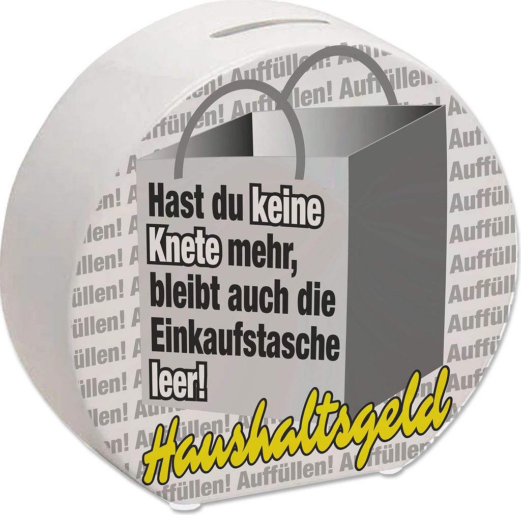 Haushaltsgeld Spardose mit Spruch Keine Knete mehr - Einkaufstasche leer