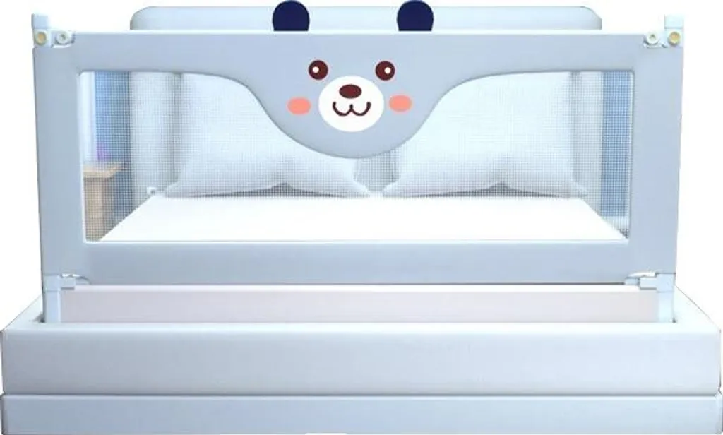 Barrière de lit ajustable 1.5m en tissu lavable, protection grise Soft