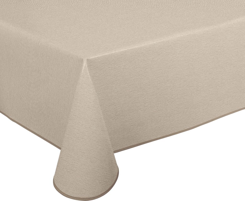 Wachstuch Tischdecke abwischbar rutschfest mit Paspelband Eckig Rund, Farbe und Größe wählbar,Leinenstruktur Beige