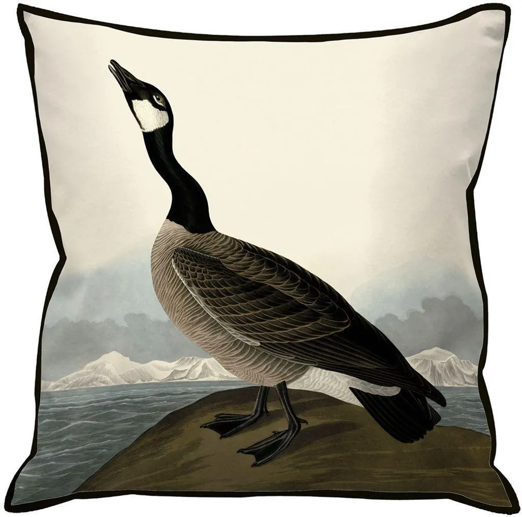 Coussin Audubon 55x55 cm Oie nonnette PM11377 : Déco Noir et Blanc Chic