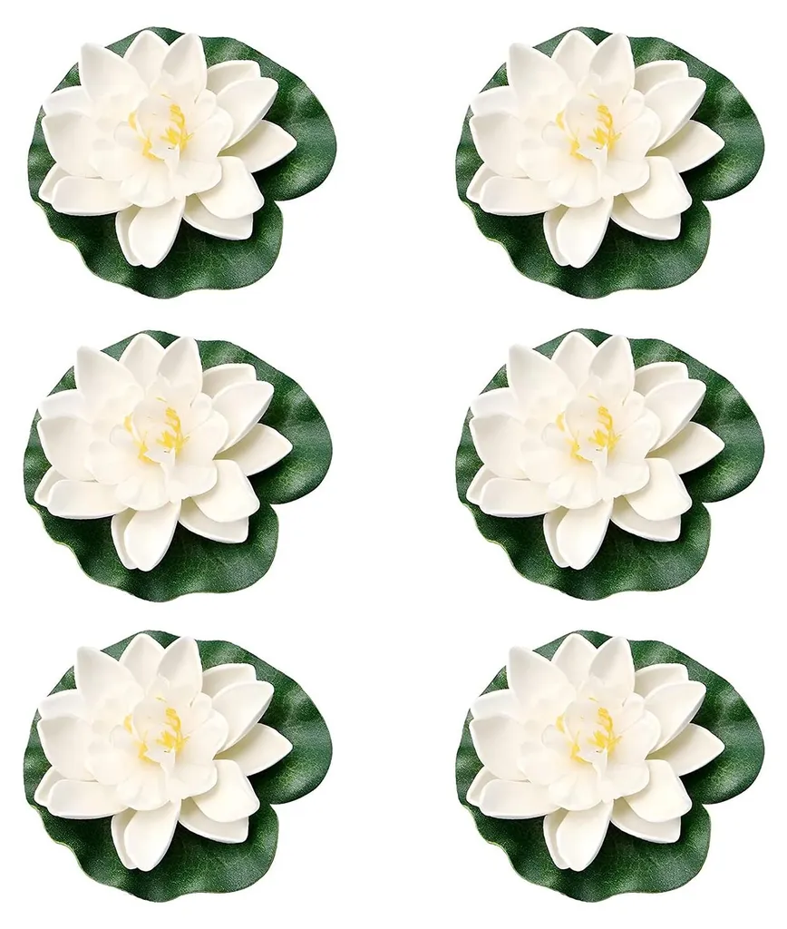 Nénuphars Artificiels 10cm - 6 Fleurs de Lotus pour Décoration d'Étang