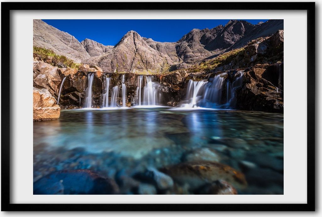 Bild 60x40 MDF-Rahmen, Wandkunst Wasserfall in den Bergen