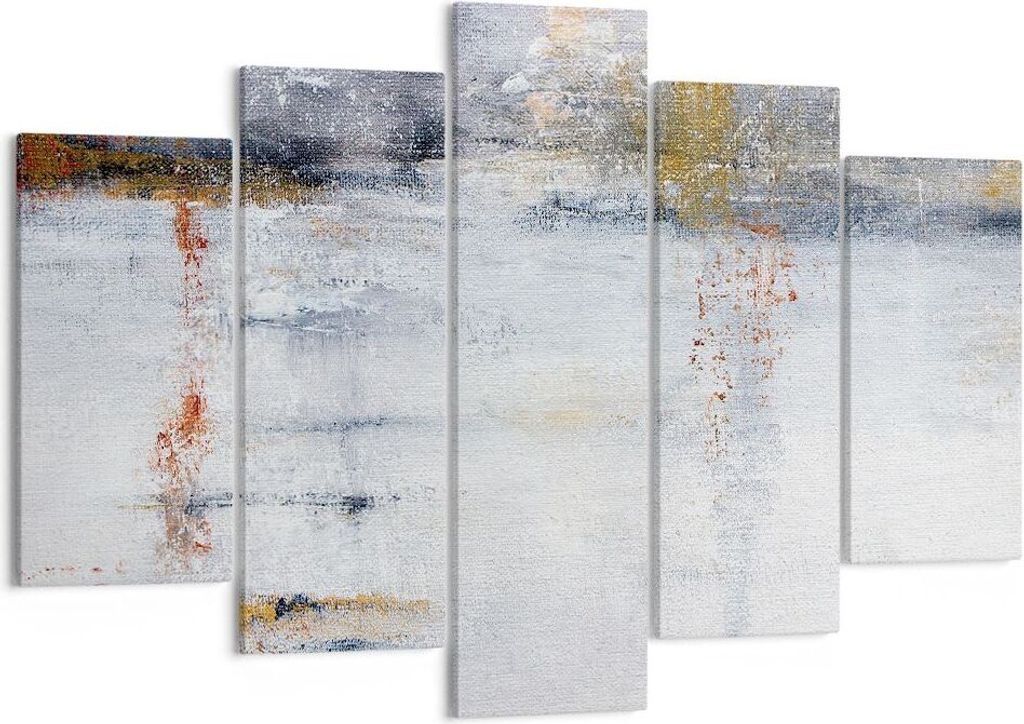 Bild auf Leinwand - Leinwandbild - 5 Teile - Abstraktion weiß verschwommen - 150x100cm - Wand Bild - Wanddeko - Wandbilder - Leinwanddruck - Bilde...