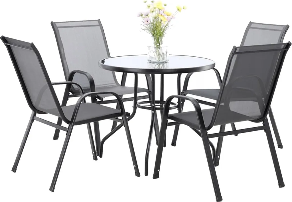 Salon de jardin BELLA gris : mobilier robuste et facile à entretenir