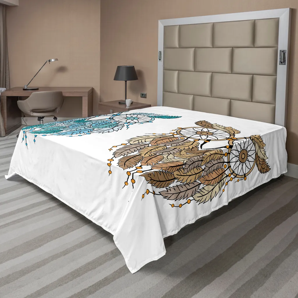 Drap plat décoratif 266x260 cm hibou tribal pour ambiance de chambre