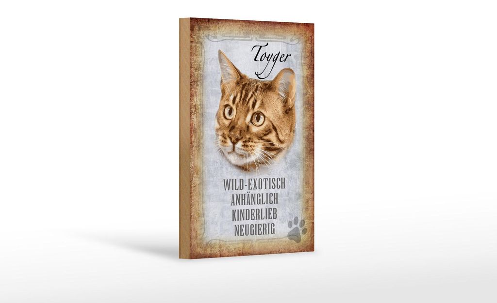 Holzschild Spruch 12x18cm Toyger Katze Schild