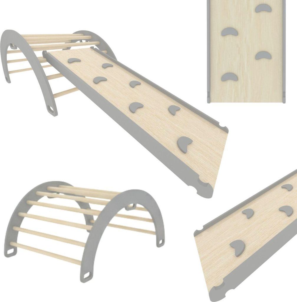 Spielplatz indoor | Kletterbogen Holz Schaukel Rutsche für Kinder | Montessori Spielzeug Kinderrutsche