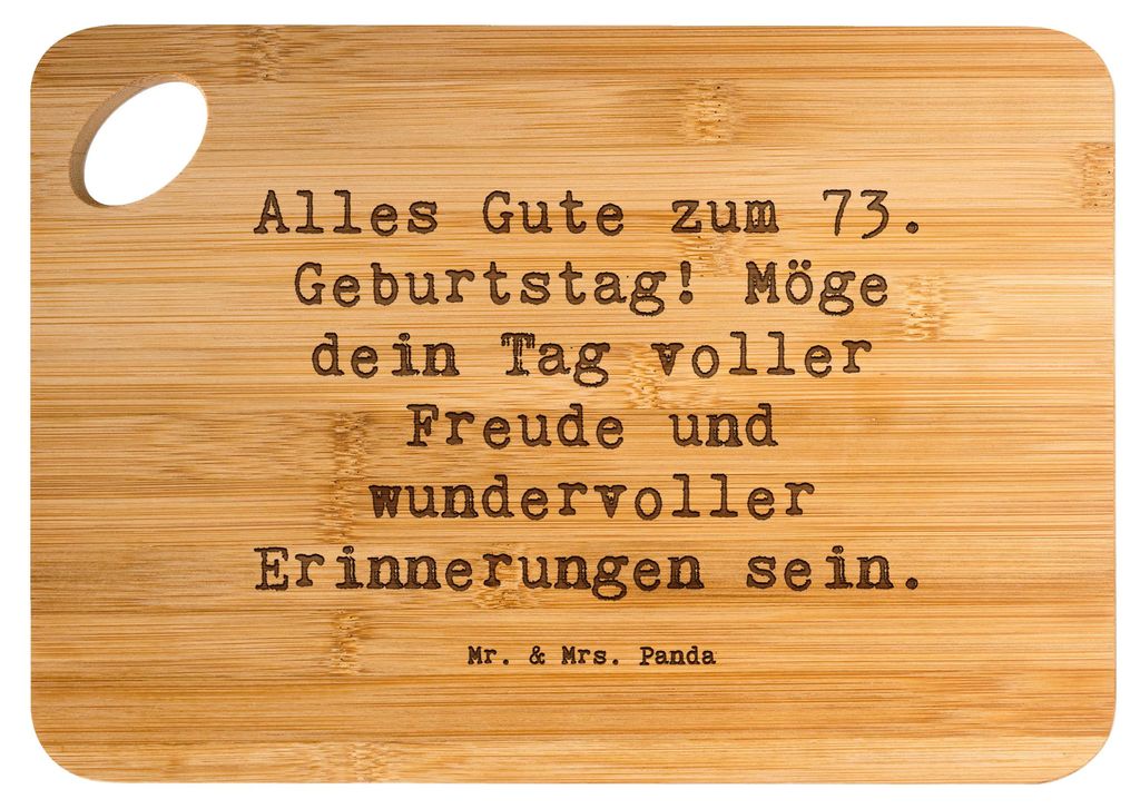 Mr. & Mrs. Panda Holzbrett Spruch 73. Geburtstag Freude - Transparent - Geschenk, Frühstücksbrett, Lachen, neue Träume, Schneidebrett, Happy Bir...