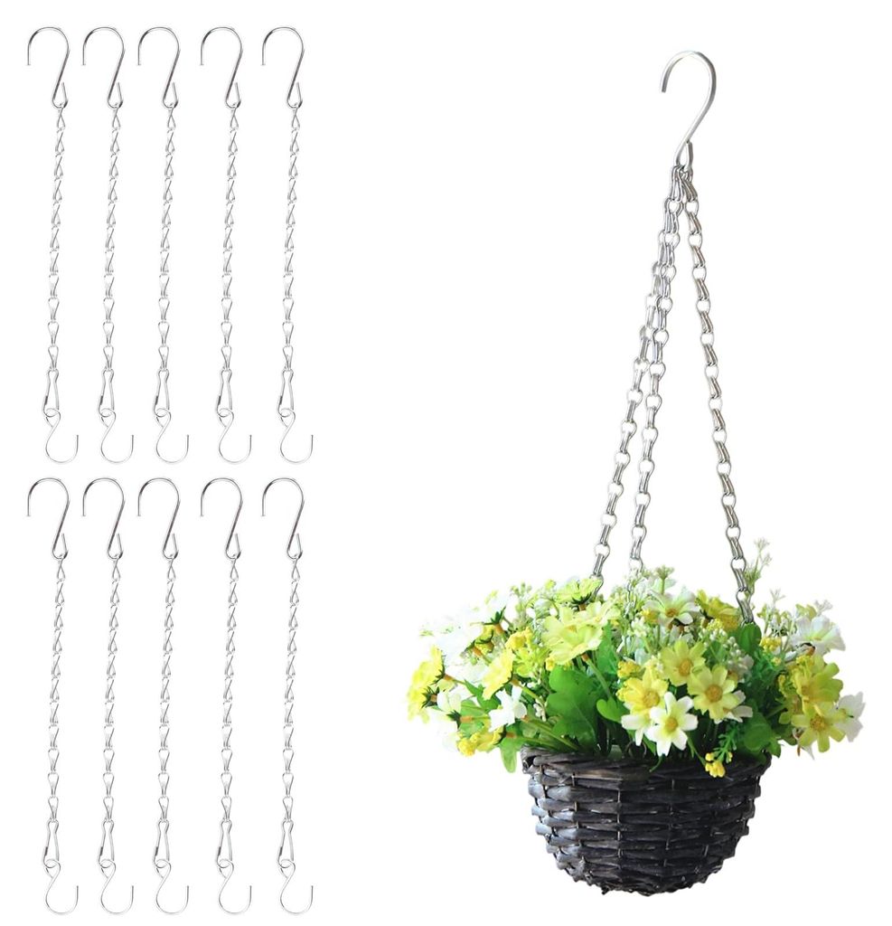 10-teiliges Set aus Metall-Hängeketten, 29 cm lange Ketten zum Aufhängen von Pflanzgefäßen, Blumentöpfen, Hängepflanzen, Laternen und Dekorat...