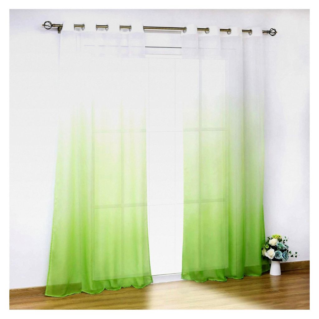 Transparente Vorhänge mit Ösen Farbverlauf 1 Stück BxH 140x145cm Grün