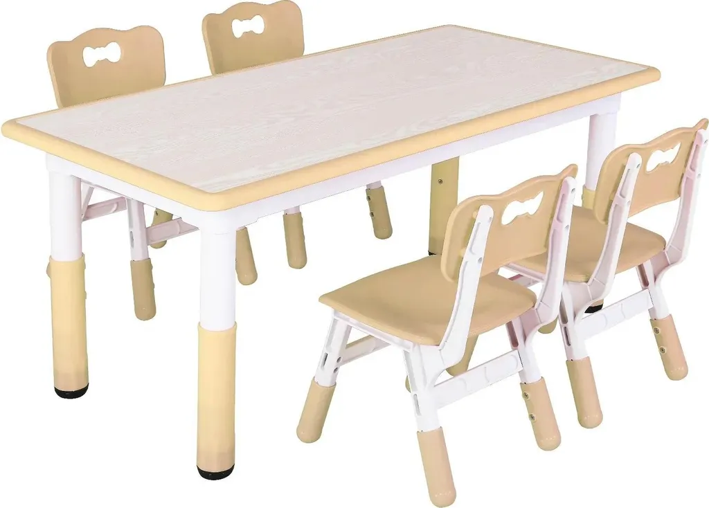 Table d'activité évolutive 120x60 cm et 4 chaises pour bureau d'enfant